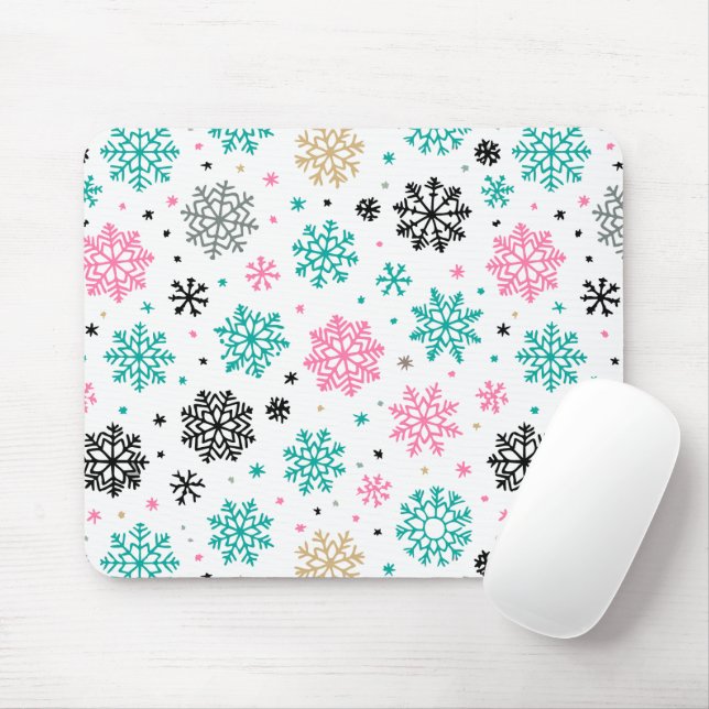 Alfombrilla De Ratón Retro Snowflakes (Con ratón)