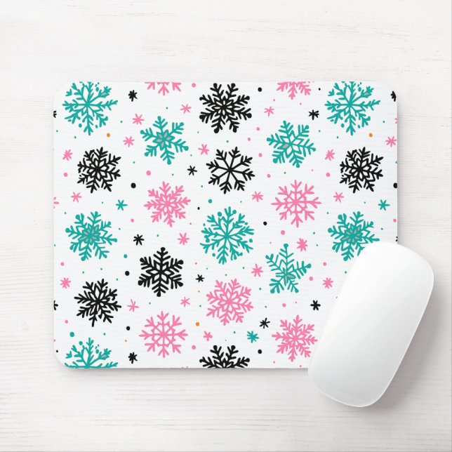 Alfombrilla De Ratón Retro Snowflakes (Con ratón)