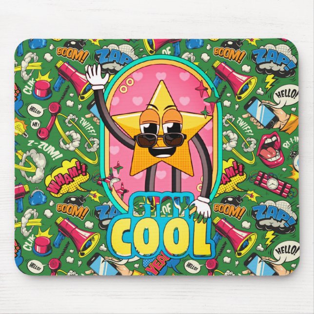 Alfombrilla De Ratón Retro Stay Cool Star Pop Art Mouse Pad (Frente)