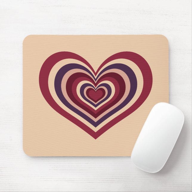 Alfombrilla De Ratón Retro Striped Heart Mouse Pad (Con ratón)