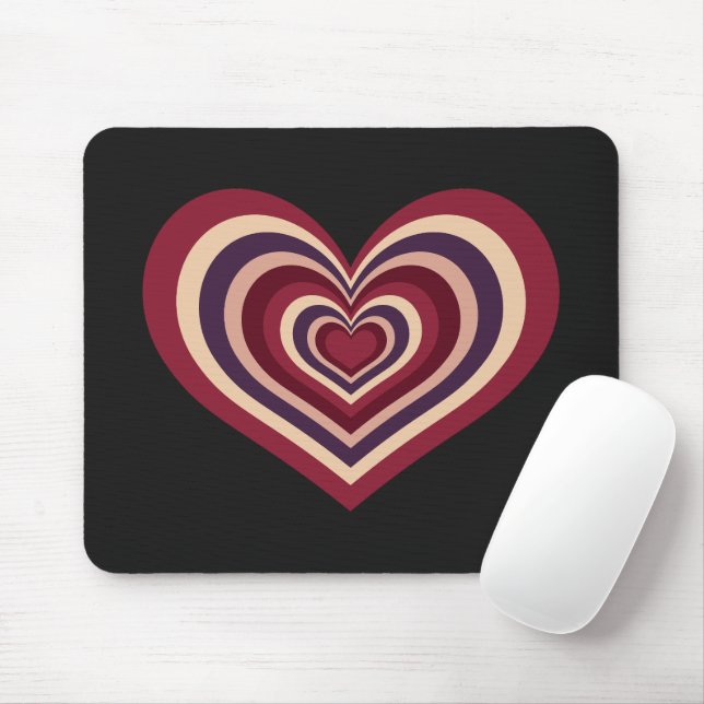 Alfombrilla De Ratón Retro Striped Heart Mouse Pad (Con ratón)
