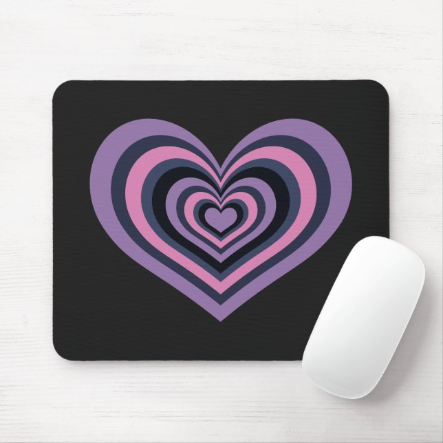 Alfombrilla De Ratón Retro Striped Heart Mouse Pad (Con ratón)