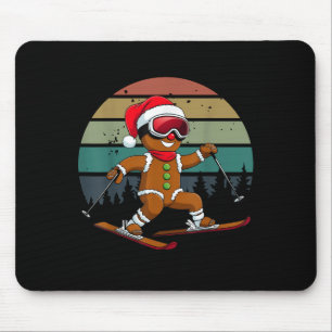 Alfombrilla De Ratón Retro Sun Gingerbread Hombre Esquiando Santa Hat X
