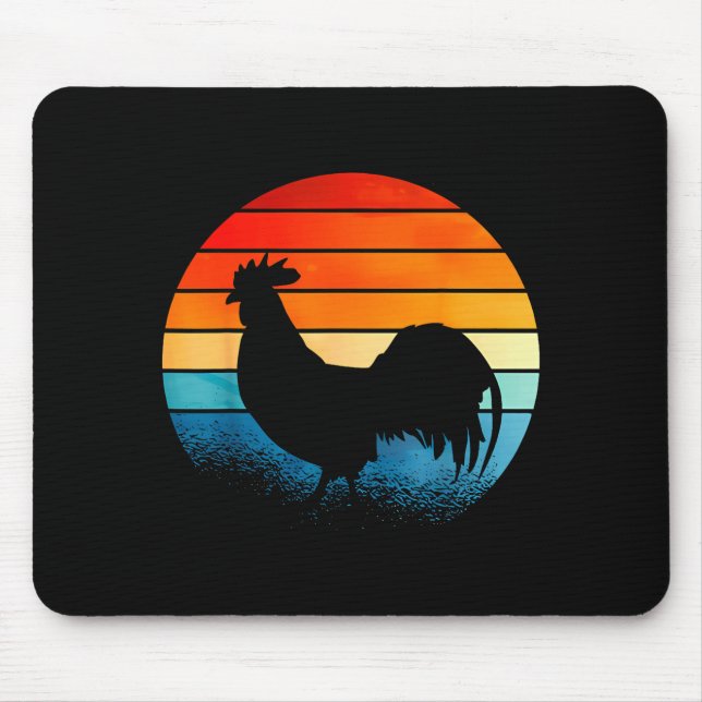 Alfombrilla De Ratón Retro Sunset Rooster Chicken Lover  (Frente)