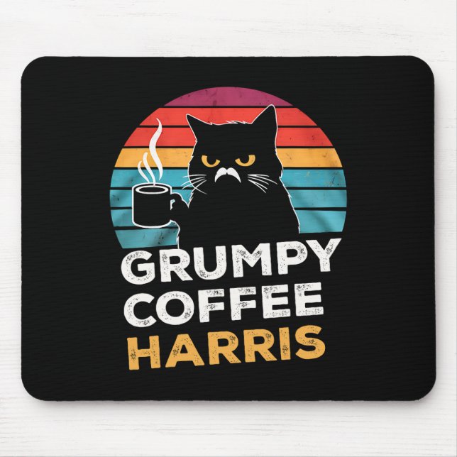 Alfombrilla De Ratón Retro Vintage Grumpy Coffee Harris (Frente)