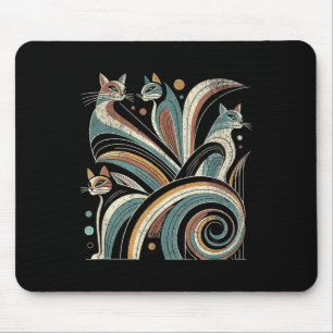 Alfombrilla De Ratón Retro Vintage Modern Look Cats 50's 60