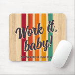 Alfombrilla De Ratón Retro Vintage Stripes Nombre personalizado Diversi<br><div class="desc">Olvídate de las aburridas plazas de mousepad, ¡tu escritorio merece una divertida bola de discos de productividad! Este no es el ratón de tu abuela, es un estruendo de vibraciones retro listo para alimentar tu jornada laboral. Imaginen esto: su nombre aparece en negrita junto con "¡Trabaje, nena!" en un torbellino...</div>