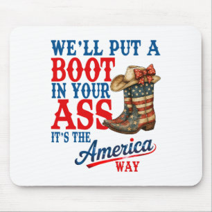 Alfombrilla De Ratón Retro We'll Put A Boot Western Cowgirl Usa Flag 4t