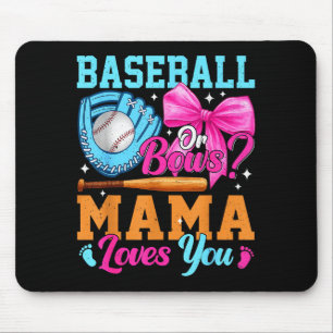 Alfombrilla De Ratón Revelación de género: béisbol o lazos ¡A tu mamá l