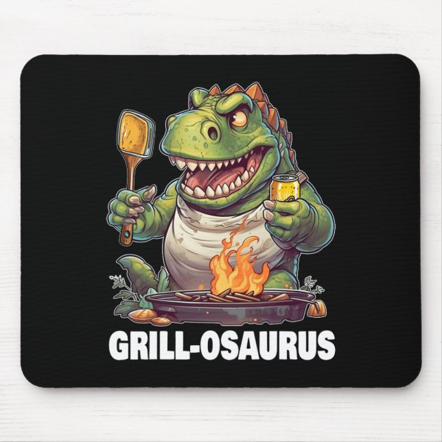 Alfombrilla De Ratón Rex Bbq Dinosaur Funny Fathers Day Grilling (Frente)