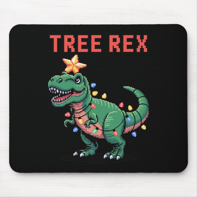 Alfombrilla De Ratón Rex del árbol suéter feo de Navidad Dinosaurio  (Frente)
