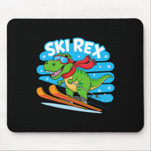 Alfombrilla De Ratón Rex divertido esquiando Diseño de deportes de invi