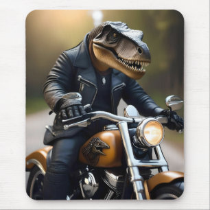 Alfombrilla De Ratón **"Rex reactivado: T-Rex en cuero en motocicleta