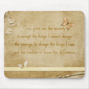 Alfombrilla De Ratón Rezo de la serenidad de las mariposas del vintage