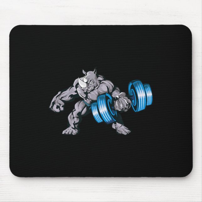 Alfombrilla De Ratón Rhino Lifting Weights Bodybuilding Beast Gym Fitne (Frente)