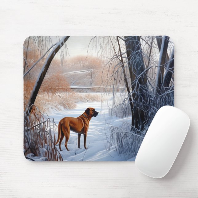Alfombrilla De Ratón Rhodesian Ridgeback Deja que nieve Navidad (Con ratón)
