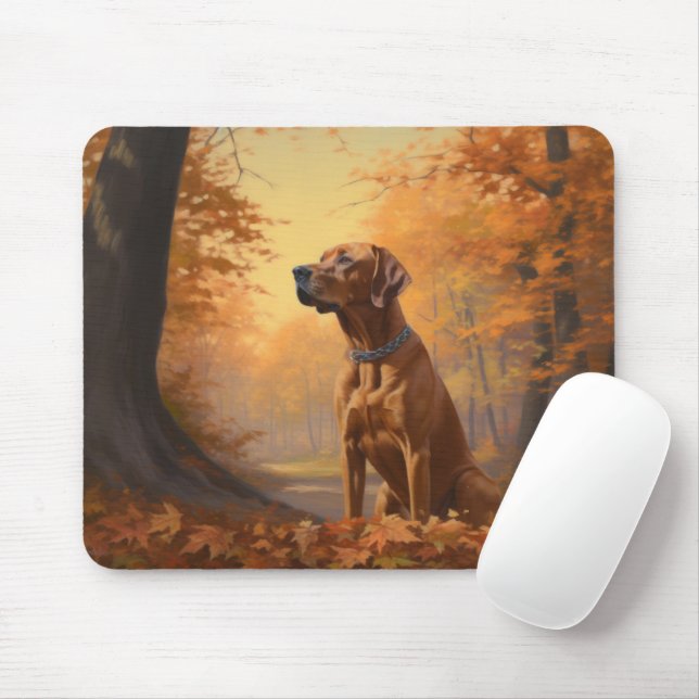 Alfombrilla De Ratón Rhodesian Ridgeback  en Otoño Las Hojas Caídas Ins (Con ratón)