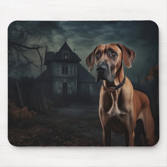 Alfombrilla De Ratón Rhodesian Ridgeback Halloween Aterrador (Frente)