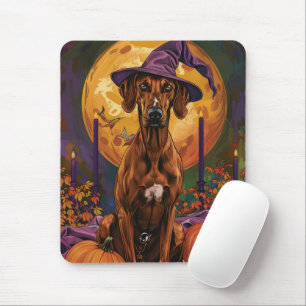 Alfombrilla De Ratón Rhodesian Ridgeback Perro Bruja de Halloween Calab