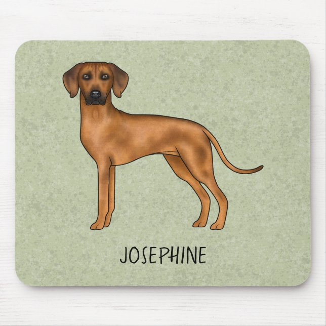 Alfombrilla De Ratón Rhodesian Ridgeback Perro Marrón Lindo Con Nombre  (Frente)