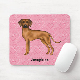 Alfombrilla De Ratón Ridgeback Perro Rhodés En Corazón Rosa Con Nombre