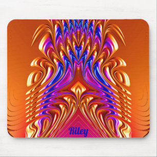 Alfombrilla De Ratón RILEY ~ Zany Naranja caliente, azul, púrpura y ros