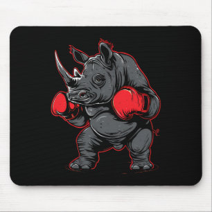 Alfombrilla De Ratón Rinoceronte boxeando con guantes de boxeo Kickboxi