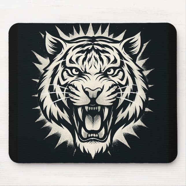 Alfombrilla De Ratón Roaring Tiger Head Illustration (Frente)