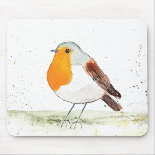 Alfombrilla De Ratón Robin Bird Navidades Winter Cute acuarela