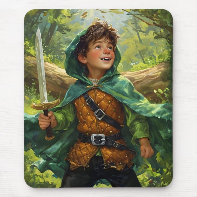Alfombrilla De Ratón Robin Hood representado como niño (Frente)