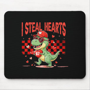 Alfombrilla De Ratón Robo Corazones Chicos de San Valentín Dinosaurio S