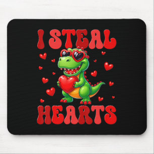 Alfombrilla De Ratón Robo Corazones Cute Dinosaur Corazón San Valentín 