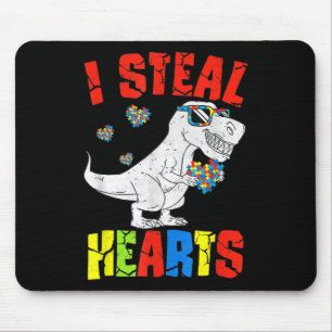 Alfombrilla De Ratón Robo corazones Dinosaurio Autism Awareness Toddler