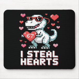 Alfombrilla De Ratón Robo Corazones Dinosaurio T Rex Divertido San Vale