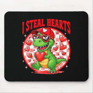 Alfombrilla De Ratón Robo Corazones T-rex Dino Por Niño Valentines Todd