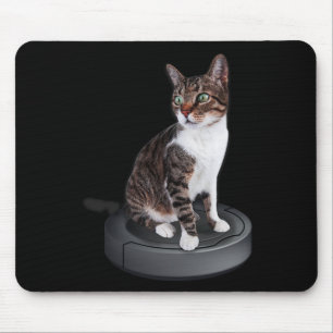 Alfombrilla De Ratón Robot Cat Vacuum Cleaner Feline Animal Cute Cat