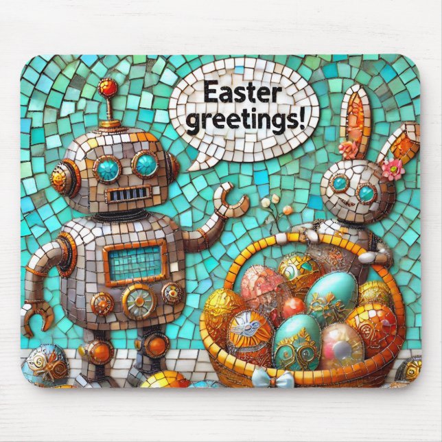 Alfombrilla De Ratón ROBOT'S EASTER GREETINGS Bunny Eggs ~ (Frente)