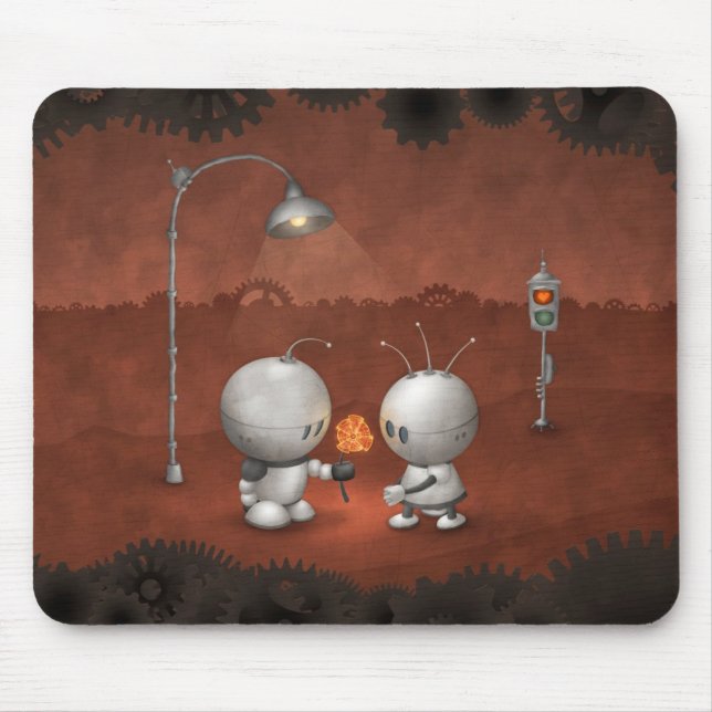 Alfombrilla De Ratón Robots en amor (Frente)