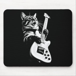 Alfombrilla De Ratón Rock Cat Toca Guitarra - Gracioso Gato 1