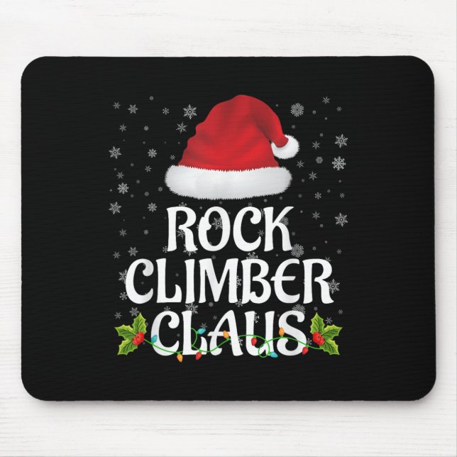 Alfombrilla De Ratón Rock Climber Claus Christmas Lights Pajama Family  (Frente)