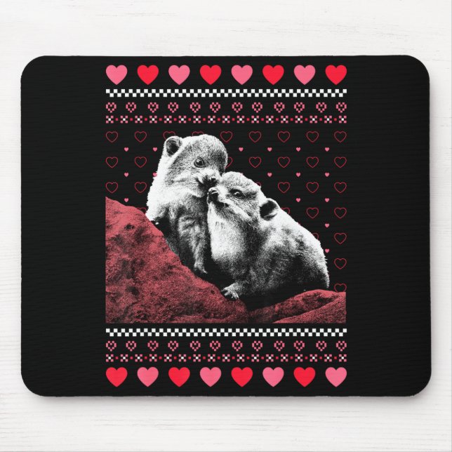 Alfombrilla De Ratón Rock Hyrax Valentine's Day Ugly Sweater Style  (Frente)