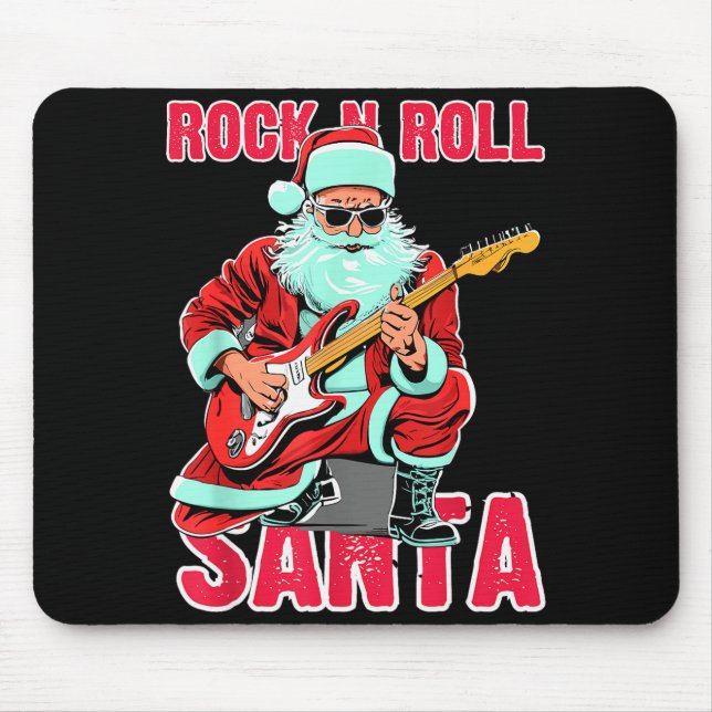 Alfombrilla De Ratón Rock N Roll Santa Playing Guitar Christmas  (Frente)