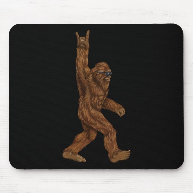 Alfombrilla De Ratón Rock On Bigfoot Sasquatch Ama Rock And Roll Sung (Frente)
