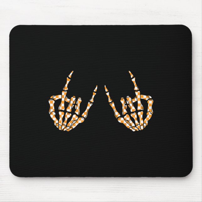 Alfombrilla De Ratón Rock On Halloween Checkered Pattern Skeletand Hand (Frente)