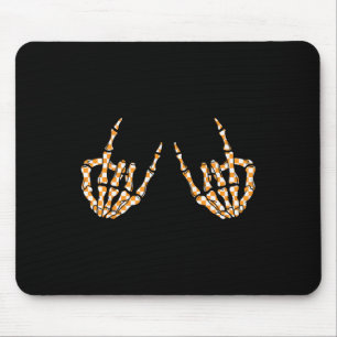 Alfombrilla De Ratón Rock On Halloween Checkered Pattern Skeletand Hand