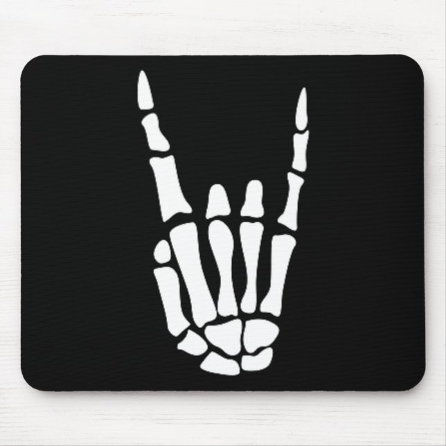 Alfombrilla De Ratón Rock On Skeleton Hand Rótulo - Halloween minimalis (Frente)