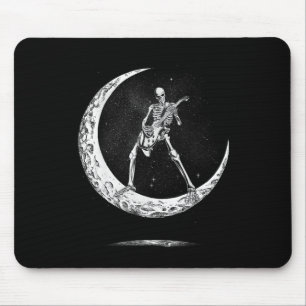 Alfombrilla De Ratón Rock On Skeleton Moon Rock And Rolly Funny Hallowe