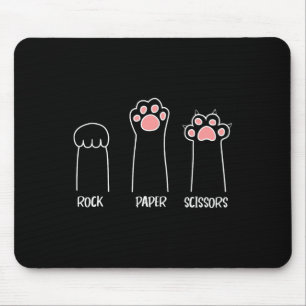 Alfombrilla De Ratón Rock Paper Scissors Hand Game Cute Paw Funny Cat