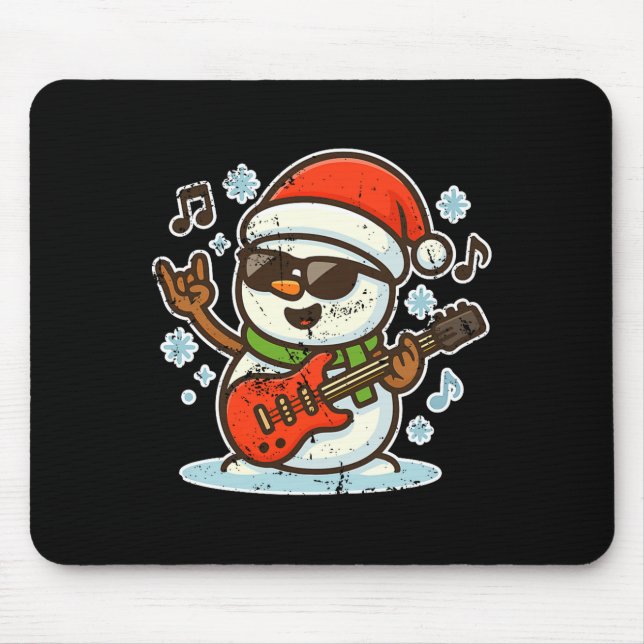 Alfombrilla De Ratón Rock Snowman With Guitar Premium Tri-blend  (Frente)