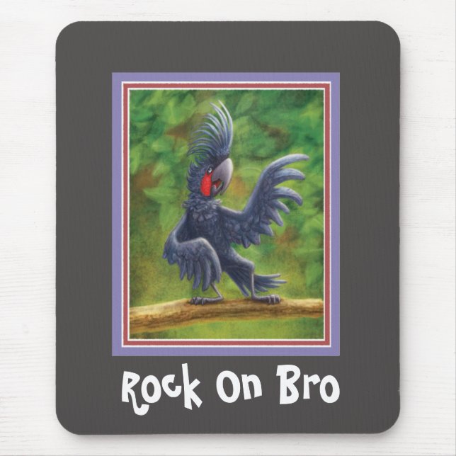 Alfombrilla De Ratón Rock sobre la palma negra berro Cockatoo Mousepad (Frente)